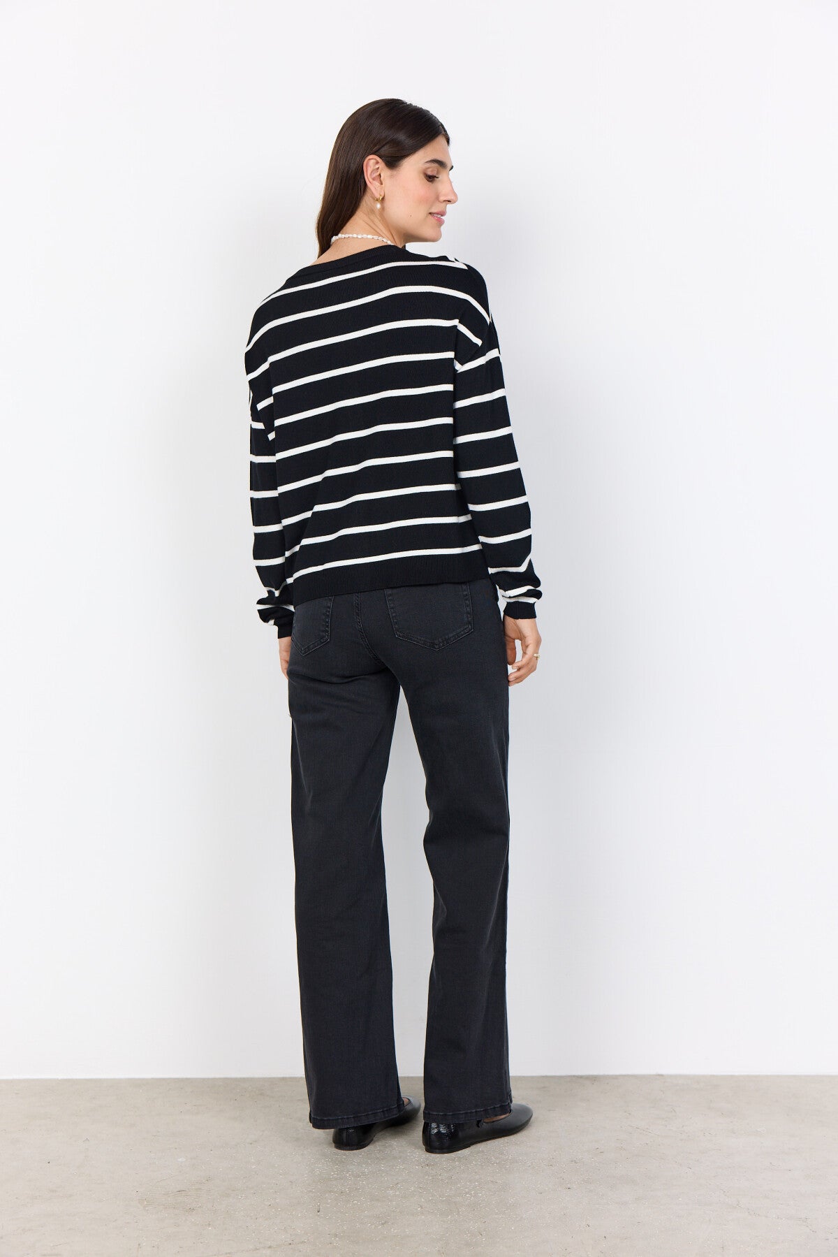 SC-DOLLIE STRIPE 795 Cardigan Svart